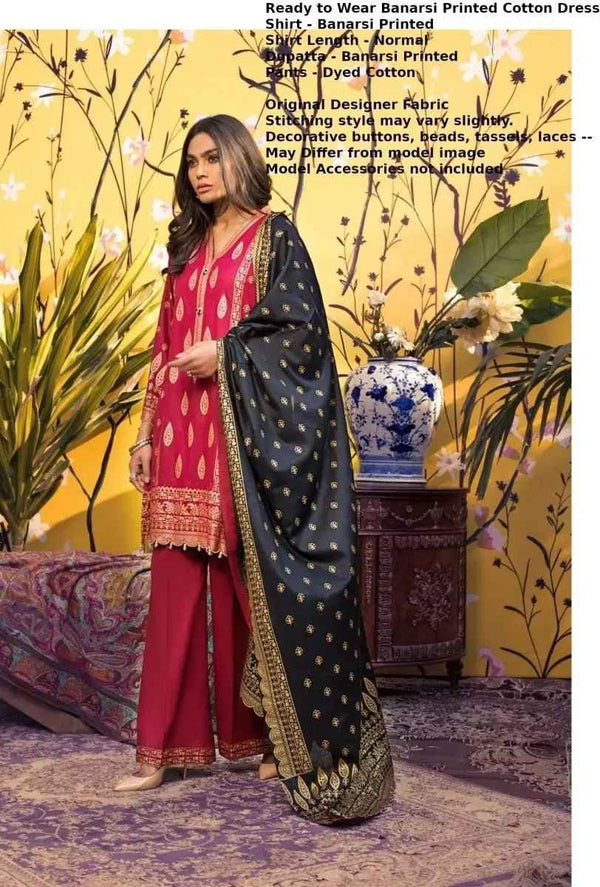 IshDeena Pakistani Dresses for Women Ready to Wear Salwar, Kameez & Dupatta Ladies Suit - Three Piece Printed ( Red - RBP-vol1)