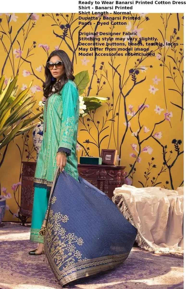 IshDeena Pakistani Dresses for Women Ready to Wear Salwar, Kameez & Dupatta Ladies Suit - Three Piece Printed ( Sky Blue - RBP-vol1)