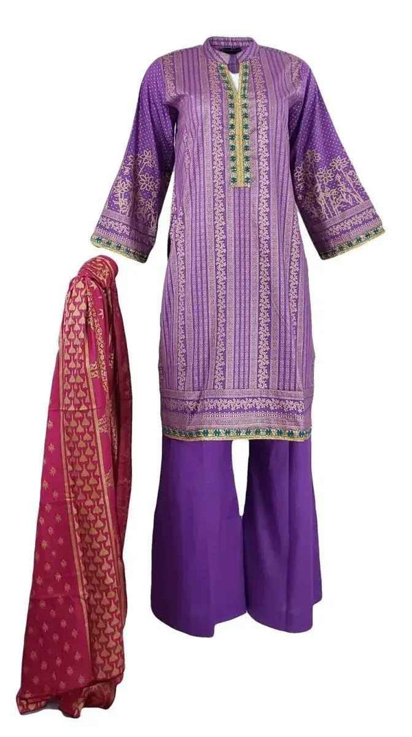 IshDeena Pakistani Dresses for Women Ready to Wear Salwar, Kameez & Dupatta Ladies Suit - Three Piece Printed ( Violet - RBP-vol1)