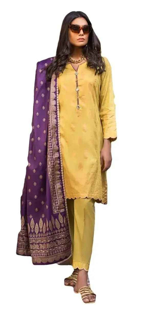 IshDeena Pakistani Dresses for Women Ready to Wear Salwar, Kameez & Dupatta Ladies Suit - Three Piece Printed ( Yellow - RBP-vol1)