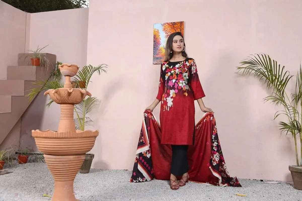 IshDeena Ready to Wear Embroidered Cotton Lawn Pakistani Dresses for Women Shalwar, Kameez with Dupatta - Three Piece Set