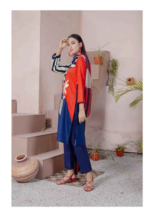 IshDeena Ready to Wear Embroidered Cotton Lawn Pakistani Dresses for Women Shalwar, Kameez with Dupatta - Three Piece Set