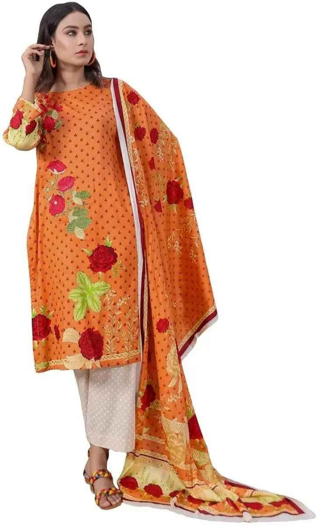 IshDeena Ready to Wear Embroidered Cotton Lawn Pakistani Dresses for Women Shalwar, Kameez with Dupatta - Three Piece Set