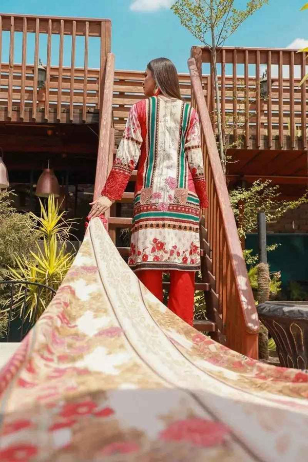 IshDeena Ready to Wear Embroidered Lawn Pakistani Dresses for Women Shalwar, Kameez with Dupatta - Three Piece Set