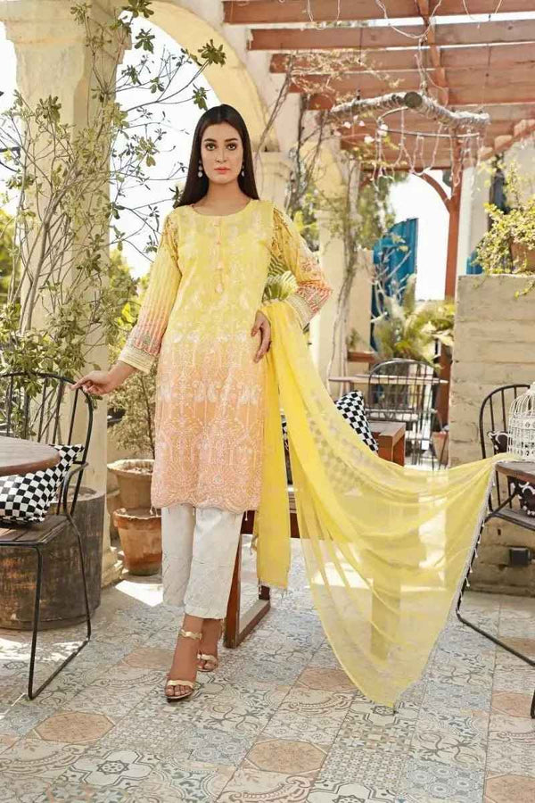 IshDeena Ready to Wear Embroidered Lawn Pakistani Dresses for Women Shalwar, Kameez with Dupatta - Three Piece Set