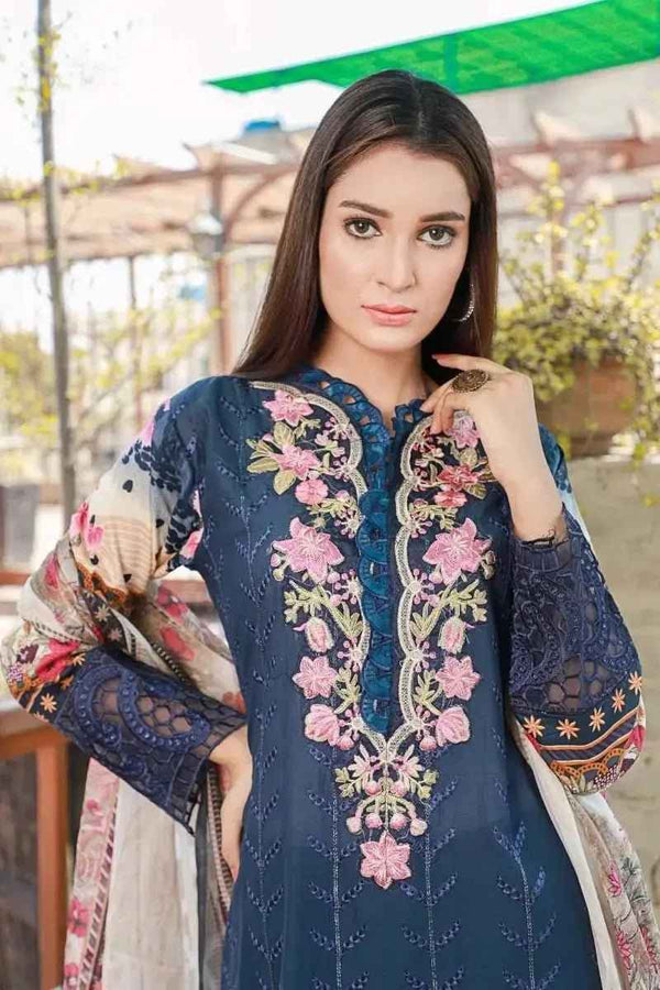 IshDeena Ready to Wear Embroidered Lawn Pakistani Dresses for Women Shalwar, Kameez with Dupatta - Three Piece Set