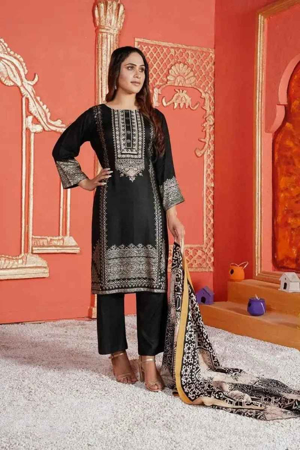 IshDeena Ready to Wear Embroidered Linen Pakistani Dresses for Women Shalwar, Kameez with Dupatta - Three Piece Set