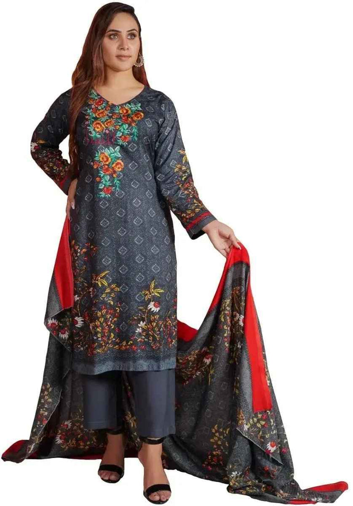 IshDeena Ready to Wear Embroidered Linen Pakistani Dresses for Women Shalwar, Kameez with Dupatta - Three Piece Set