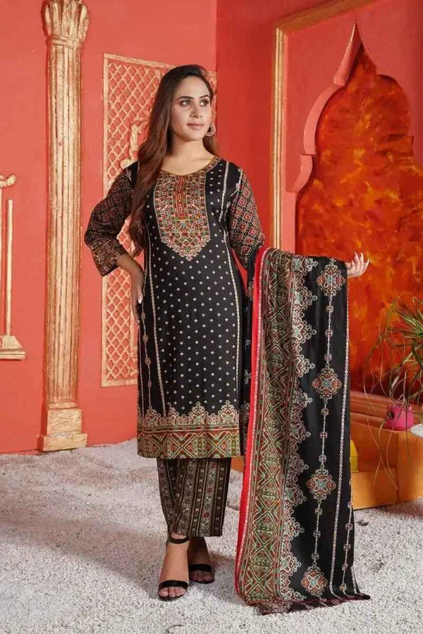 IshDeena Ready to Wear Embroidered Linen Pakistani Dresses for Women Shalwar, Kameez with Dupatta - Three Piece Set