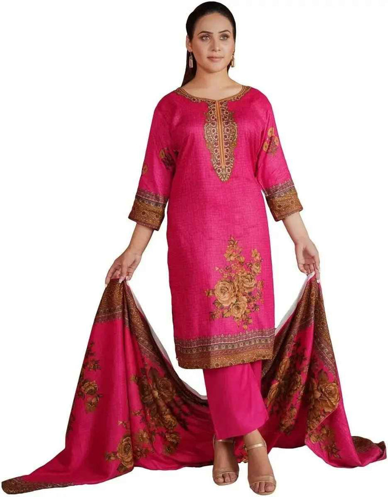 IshDeena Ready to Wear Embroidered Linen Pakistani Dresses for Women Shalwar, Kameez with Dupatta - Three Piece Set