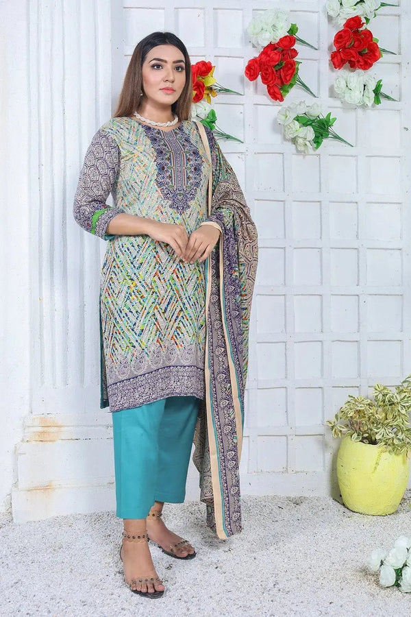 IshDeena Ready to Wear Pakistani Shalwar, Kameez Dupatta Set - Printed Linen Women Dress - IshDeena