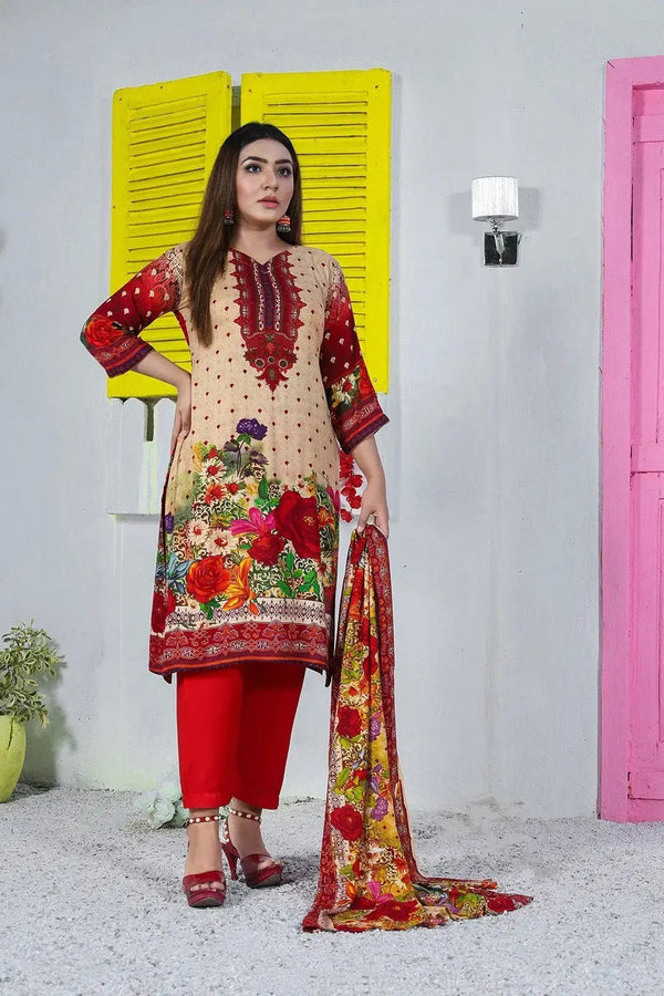 IshDeena Ready to Wear Pakistani Shalwar, Kameez Dupatta Set - Printed Linen Women Dress - IshDeena