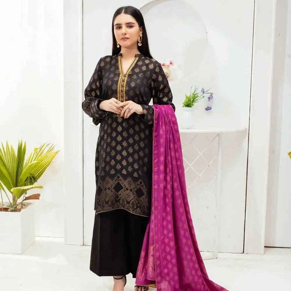 Pakistani Dresses for Women Ready to Wear Salwar Kameez with Dupatta Jacquard Black Purple