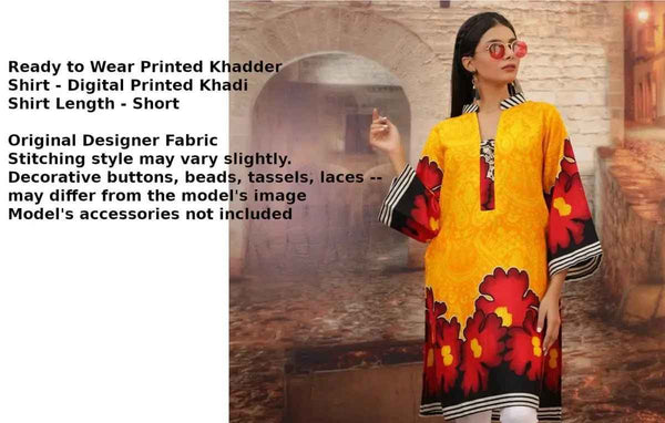 Printed Pakistani Khadi Kurtis for Women Ready to Wear Orange