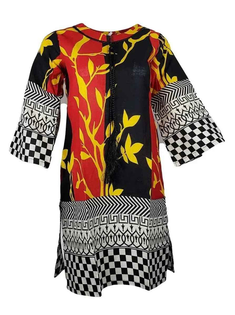 Printed Pakistani Khadi Kurtis for Women Ready to Wear Red Black