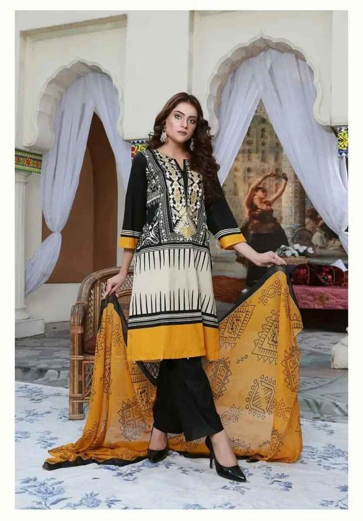 Ready to Wear Embroidered Lawn Pakistani Dresses for Women Shalwar, Kameez with Dupatta - Three Piece Set