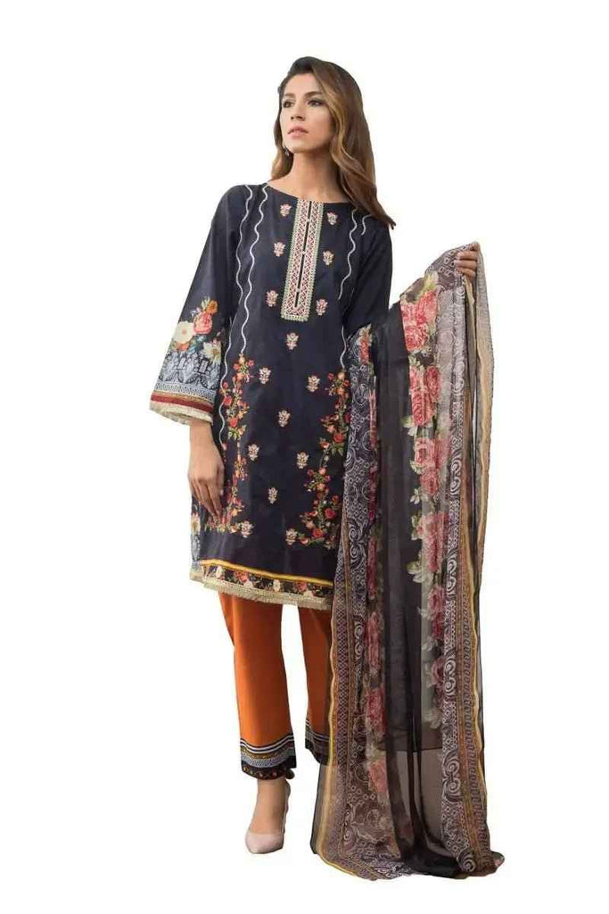 Ready to Wear Embroidered Lawn Pakistani Dresses for Women Shalwar, Kameez with Dupatta - Three Piece Set