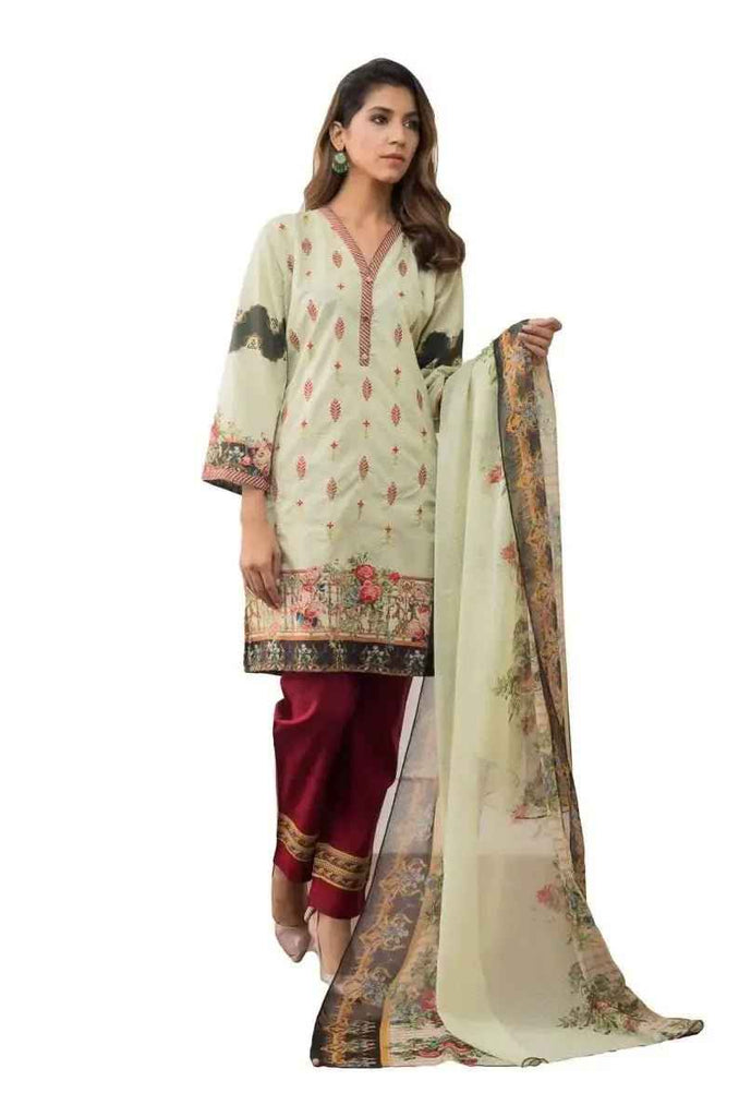 Ready to Wear Embroidered Lawn Pakistani Dresses for Women Shalwar, Kameez with Dupatta - Three Piece Set