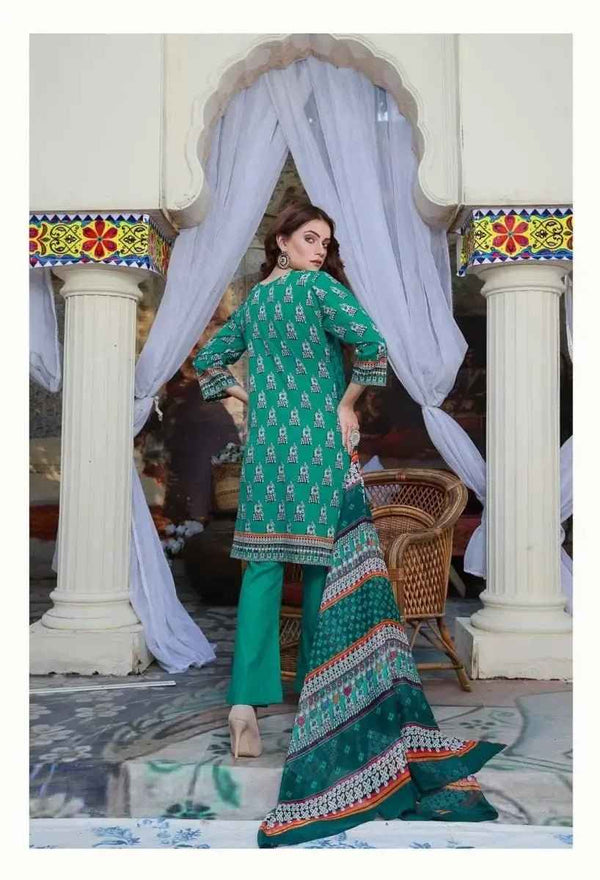 Ready to Wear Embroidered Lawn Pakistani Dresses for Women Shalwar, Kameez with Dupatta - Three Piece Set