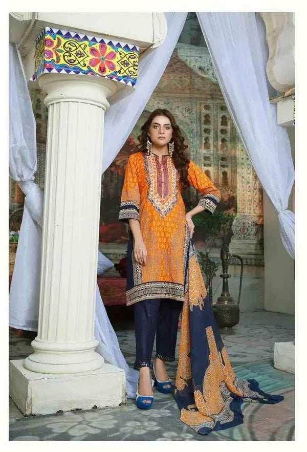 Ready to Wear Embroidered Lawn Pakistani Dresses for Women Shalwar, Kameez with Dupatta - Three Piece Set