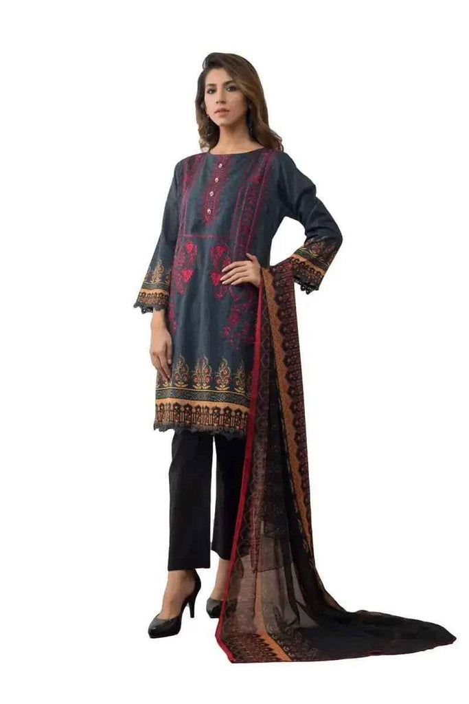 Ready to Wear Embroidered Lawn Pakistani Dresses for Women Shalwar, Kameez with Dupatta - Three Piece Set