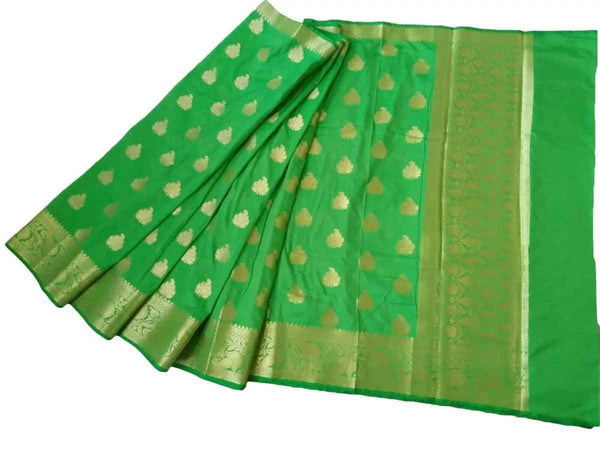 Sari - Handloom Art and Cotton Silk Saris Indian Ethic Traditional Wear (Light Green-Weaved-sr2, Art Silk)