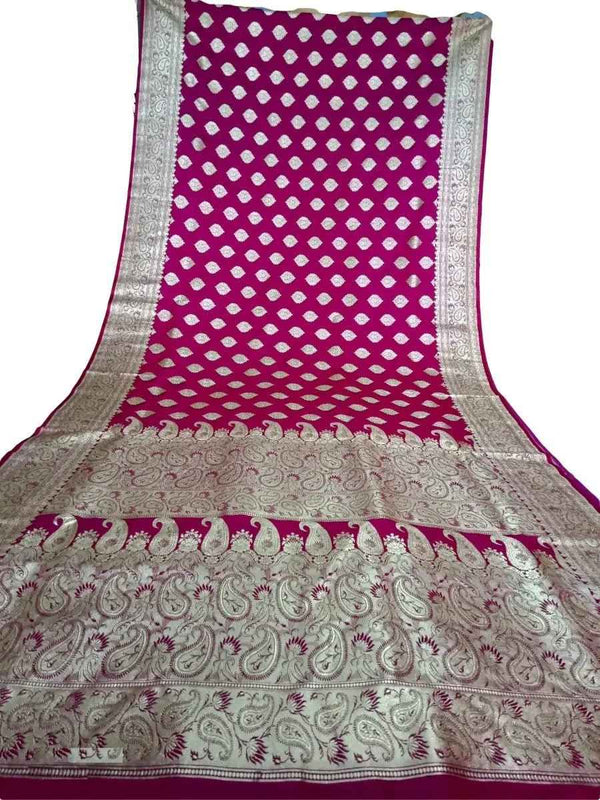 Sari - Handloom Art and Cotton Silk Saris Indian Ethic Traditional Wear (Magenta-Weaved-sr1, Handloom Art Silk)