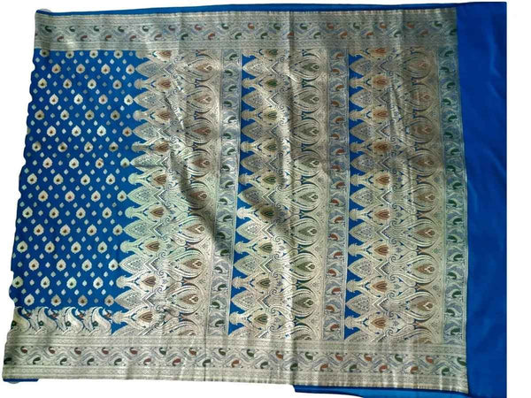 Sari - Handloom Art and Cotton Silk Saris Indian Ethic Traditional Wear (Sky Blue-Weaved-sr1, Handloom Art Silk)